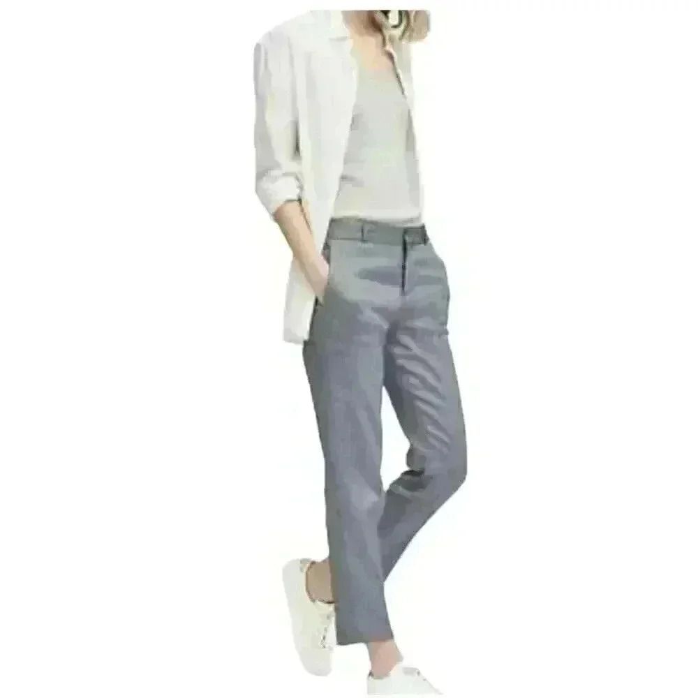 Banana Republic Avery Fit Women's Blue/White Twill Linen/Cotton/Spandex Pants